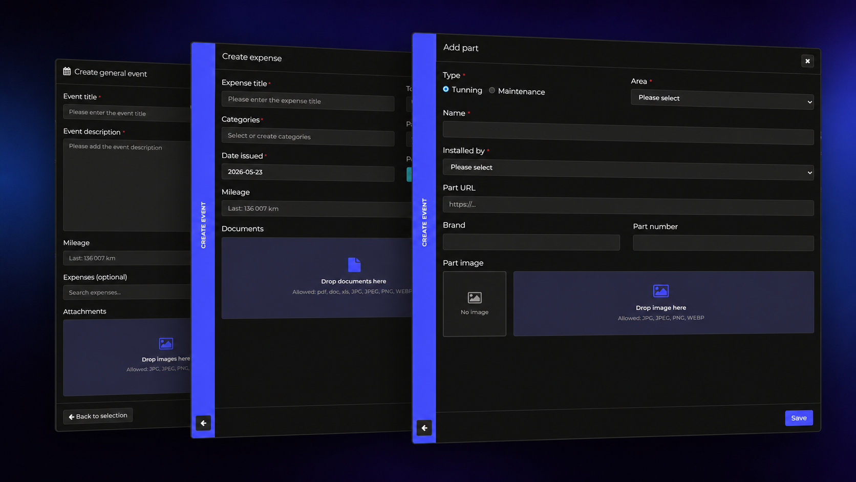 Add Parts and Expenses now Without Leaving the Event Flow