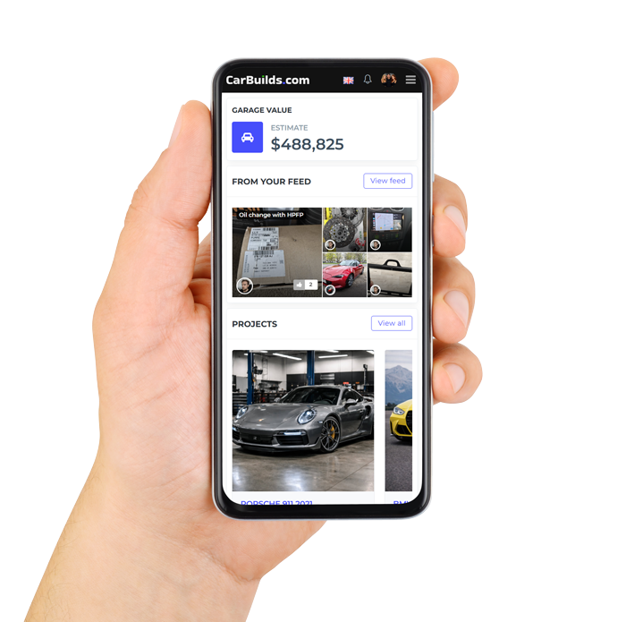 CarBuilds mobile app on a phone